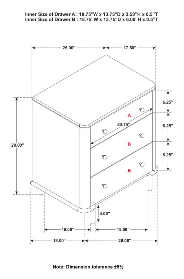 Arini - 3-Drawer Nightstand