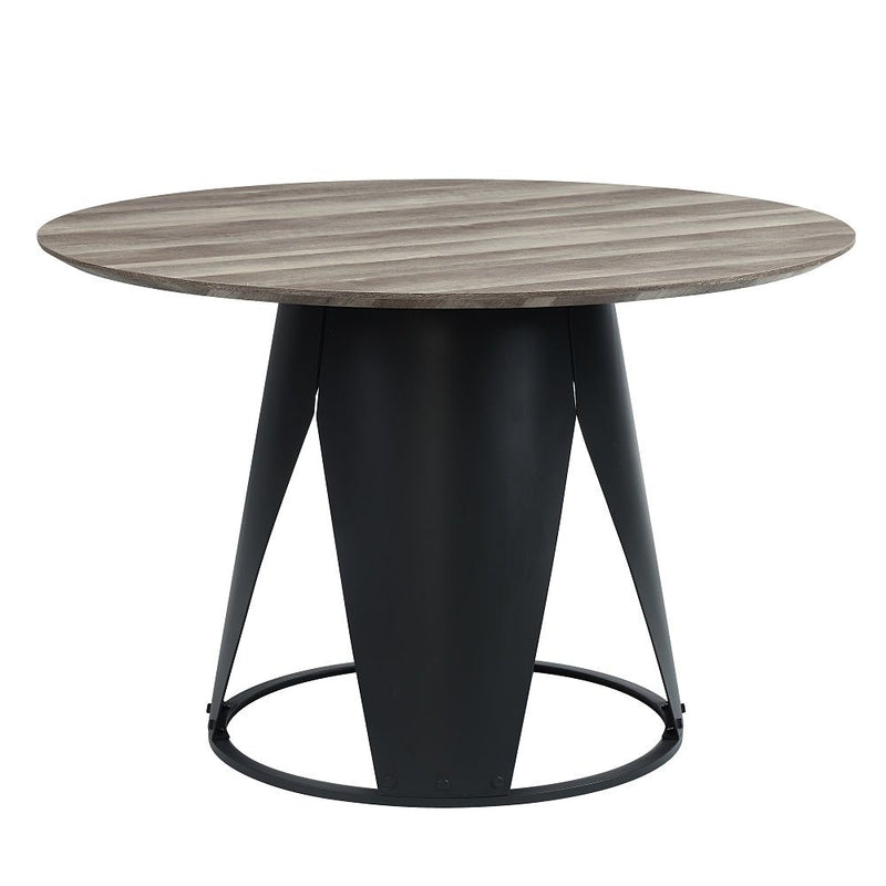 Zudora - Round Dining Table - Antique Oak & Black