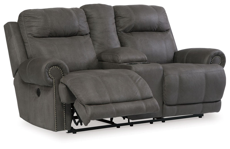 Austere - Gray - Dbl Rec Loveseat W/Console