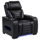 Zuma - Faux Leather Upholstered Dual Power LED Recliner - Black
