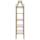 Serena - 5-Shelf Glass Bookshelf - Gold