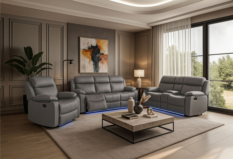 U6026 - Reclining Sofa, Console Reclining Loveseat, Glider Recliner - Gray