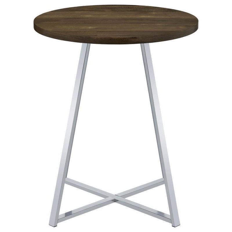 Burkhart - Round Pub Height Bistro Bar Table - Brown Oak