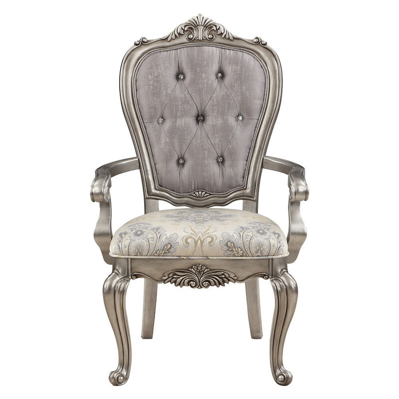 Ariadne - Arm Chair (Set of 2) - Velvet & Antique Platinum