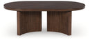 Korestone - Oval Cocktail Table - Dark Brown