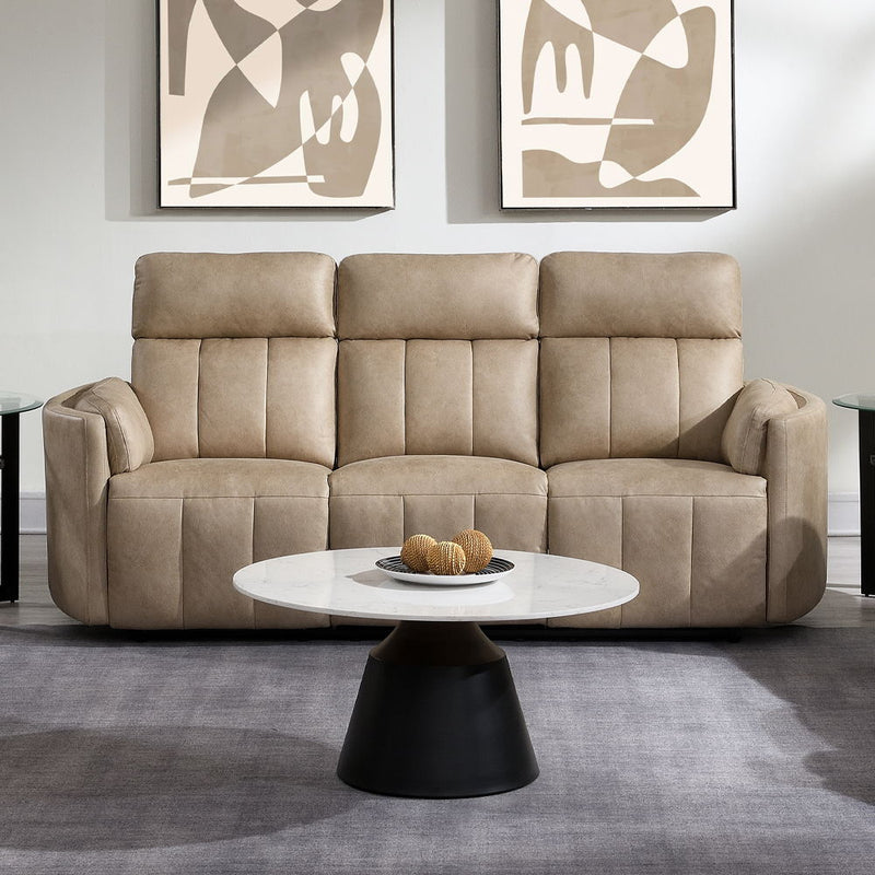 Elison - Motion Sofa - Dark Beige Polish Microfiber