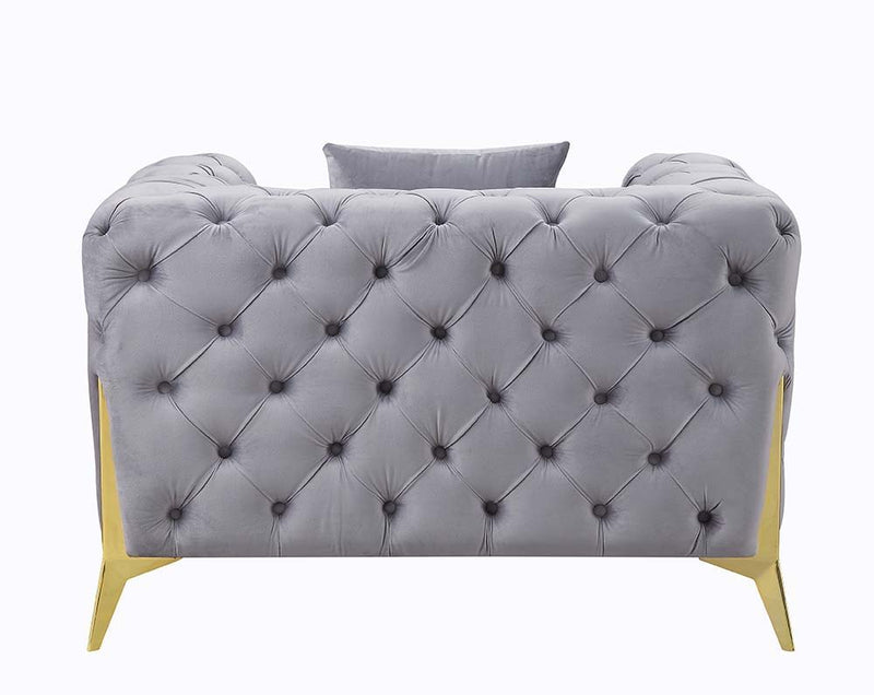 Jelanea - Chair - Gray Velvet & Gold Finish