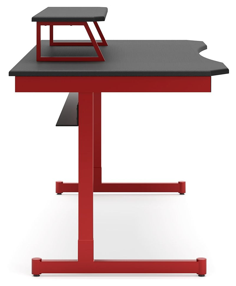 Lynxtyn - Red / Black - Home Office Desk with Raised Monitor Stand