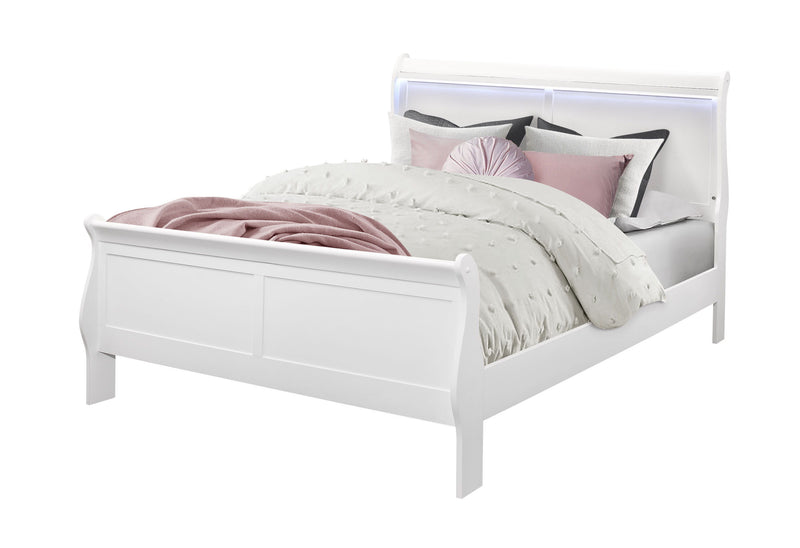 Charlie - 4 Piece Queen Bedroom Set (Queen Bed With LED, Dresser, Mirror And Nigthstand) - White