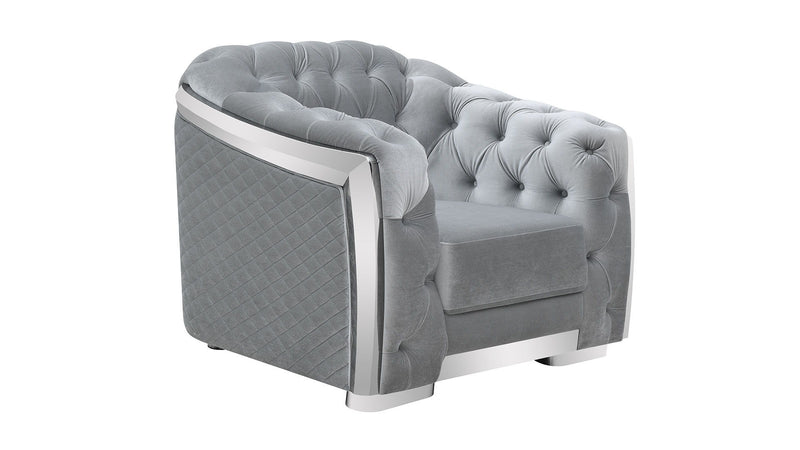 U341 - Velvet Chair - Silver