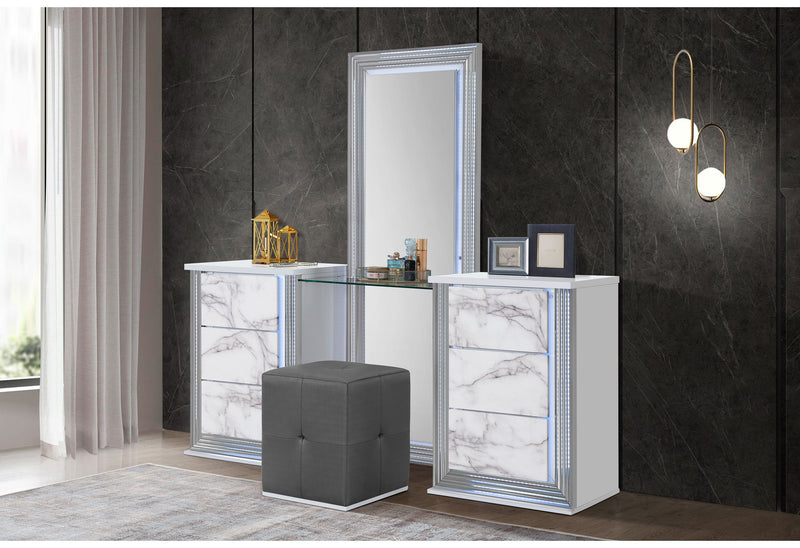 Ylime - Marble Vanity With LED - White