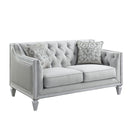 Katia - Loveseat With 2 Pillows - Light Gray Linen & Weathered White
