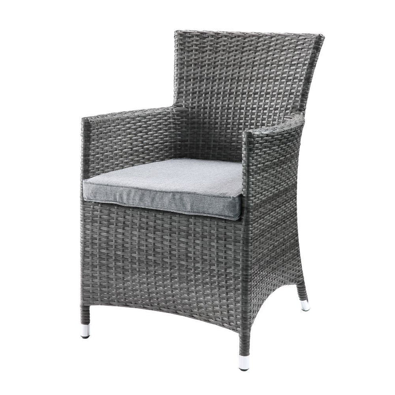 Tashelle - 3 Piece Patio Bistro Set - Gray Fabric & Gray Wicker