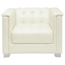 Chaviano - Upholstered Track Arm Accent Chair - Pearl White