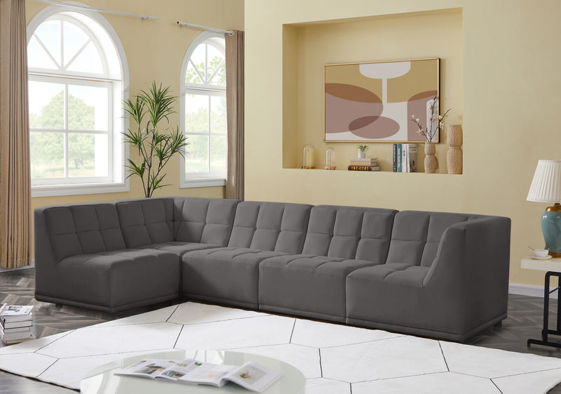 Relax - Modular Sectional 5 Piece - Gray - Fabric