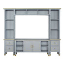 House Marchese - Entertainment Center - Gold Trim & Pearl Gray