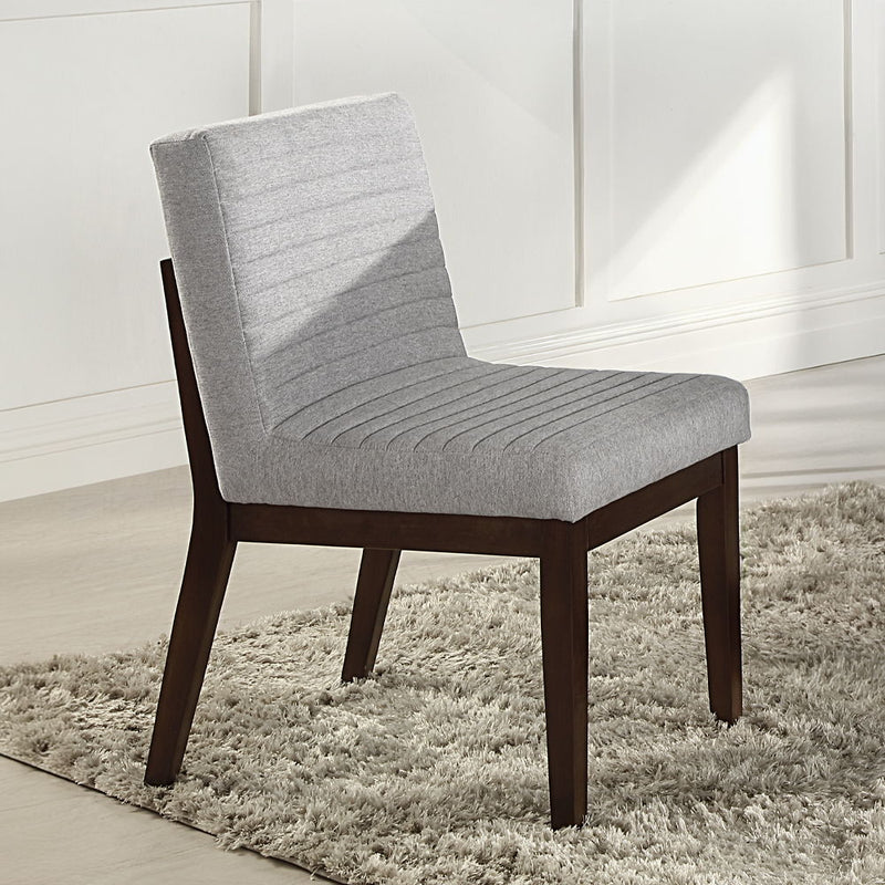 Edwyn - Side Chair (Set of 2) - Gray Fabric & Brown