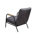 Nignu - Accent Chair - Gray Top Grain Leather & Matt Iron