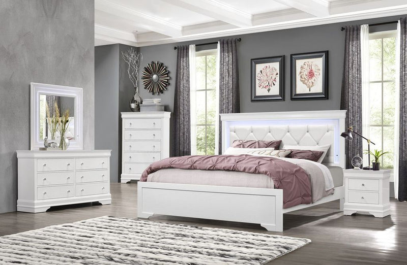 Pompei - 5 Piece Full Bedroom Set With LED - White