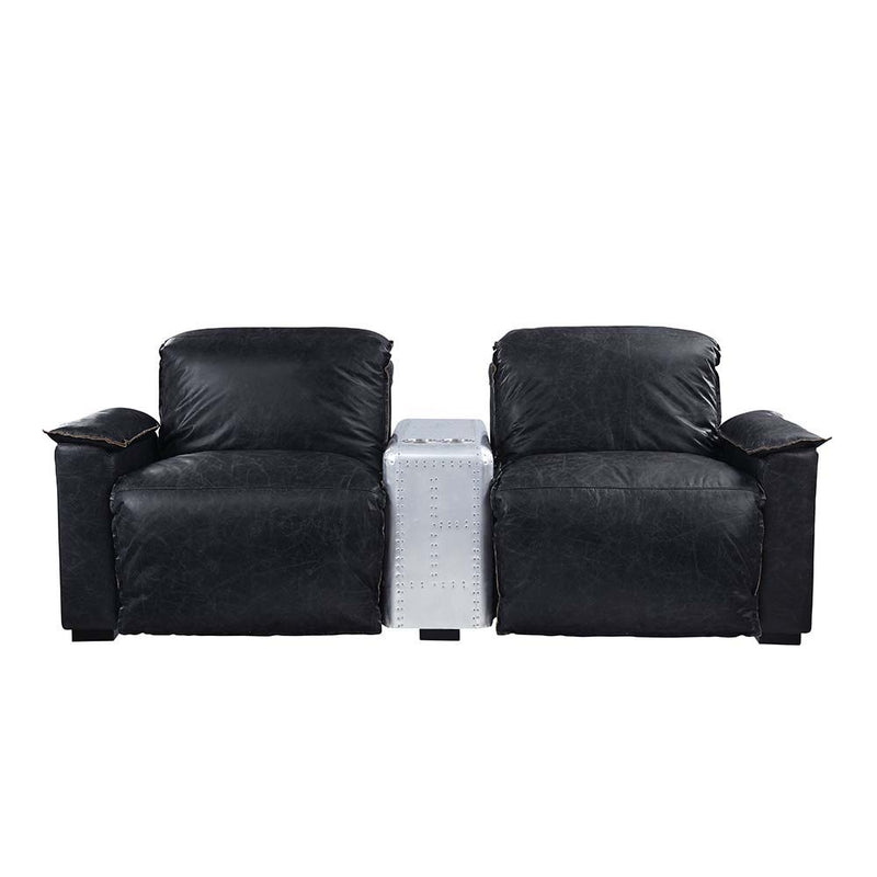 Misezon - Recliner - Black Top Grain Leather & Aluminum