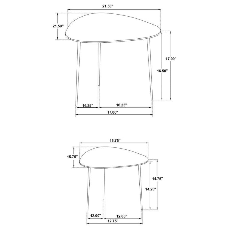 Tobias - 2 Piece Triangular Marble Top Nesting Table Green - Green Marble