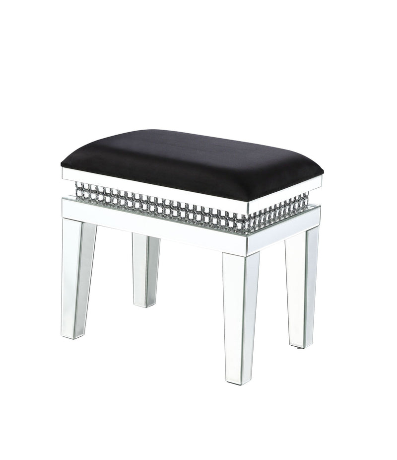 Lotus - Vanity Stool - Mirrored, Faux Ice Cube Crystals