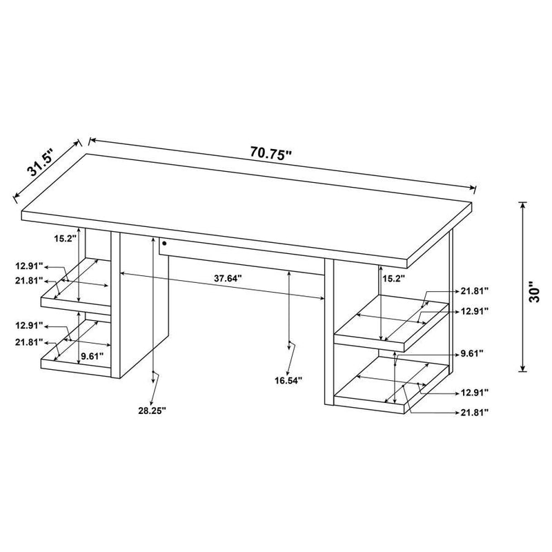 Alice - Writing Desk - White With Open Shelves