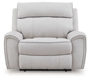 Social Pointe - Power Recliner / Adjustable Headrest - Pearl / Ash
