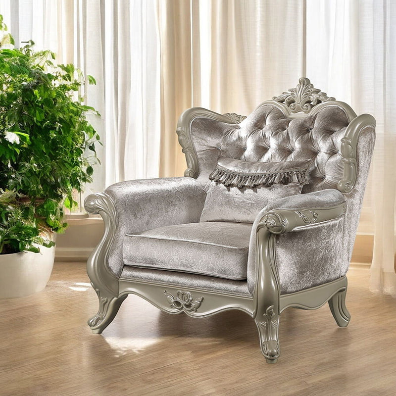 Libertee - Chair With Pillow - Beige Fabric & Champagne