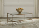 Cloverty - Rectangular Cocktail Table - Aged Gold Finish