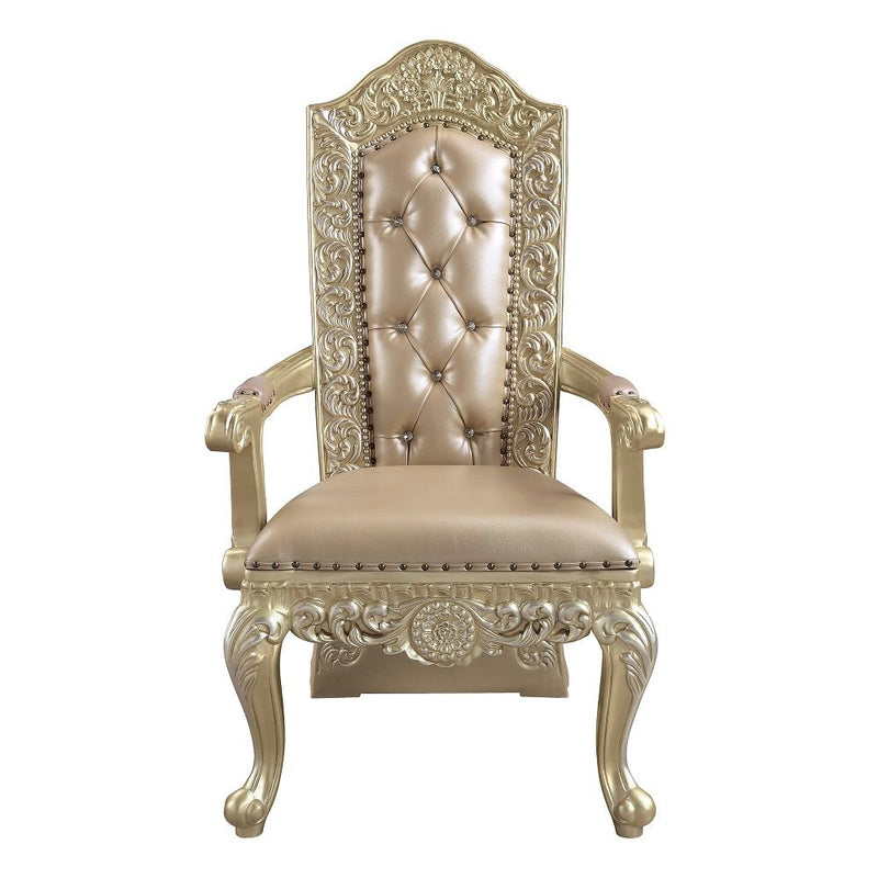 Vatican - Arm Chair (Set of 2) - Synthetic Leather & Champagne Silver