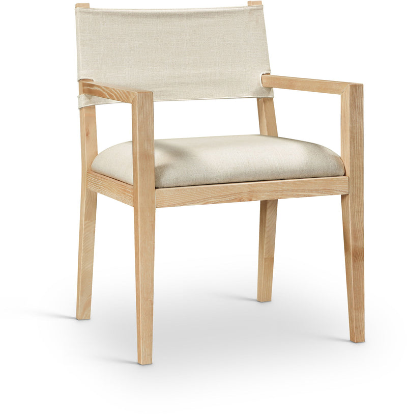 Avon - Linen Textured Performance Fabric Upholstered Dining Arm Chair