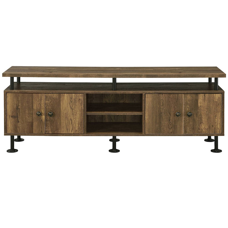 Ensata II - TV Stand - Rustic Oak & Black