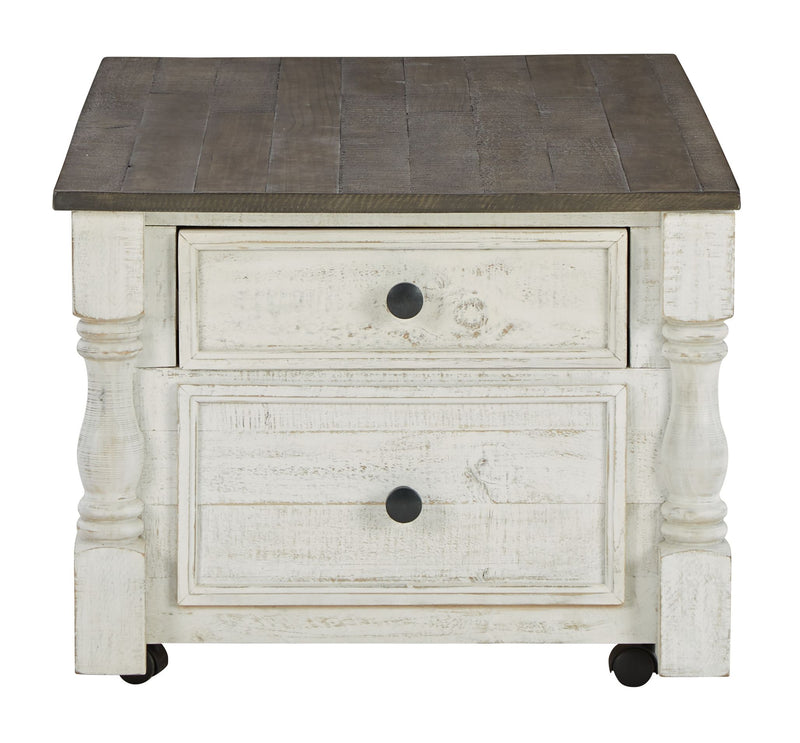 Havalance - White / Gray - Lift Top Cocktail Table With Storage Drawers