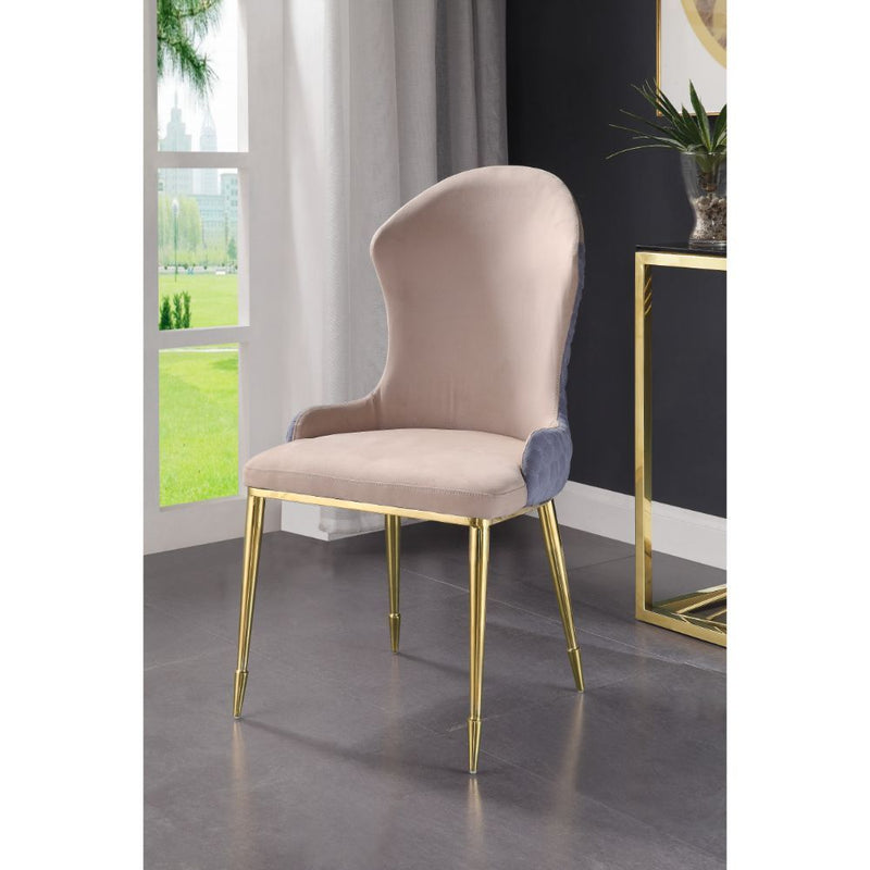 Caolan - Side Chair (Set of 2) - Tan, Lavender Fabric & Gold