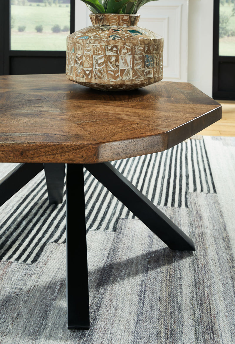 Haileeton - Brown / Black - Oval Cocktail Table