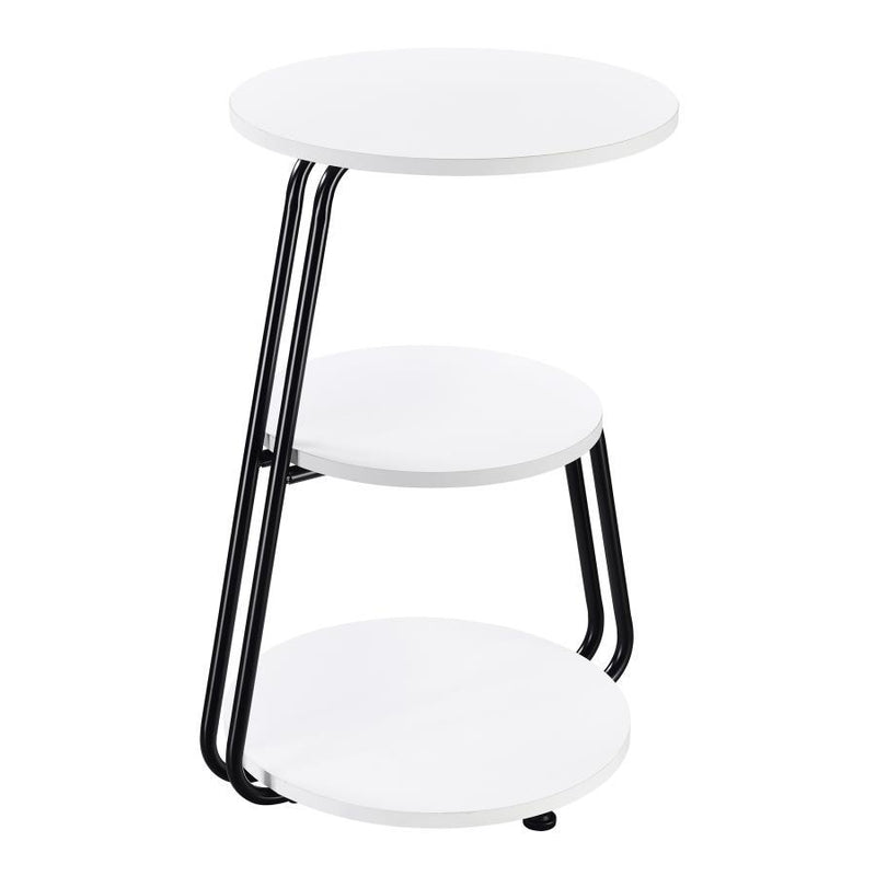 Hilly - 3-Tier Round Accent Side Table - White And Black