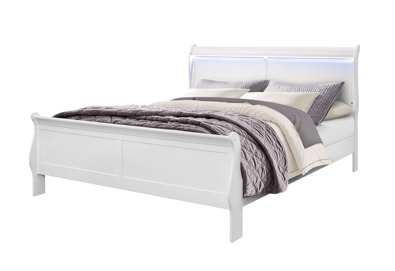 Charlie - 5 Piece King Bedroom Set With LED - White