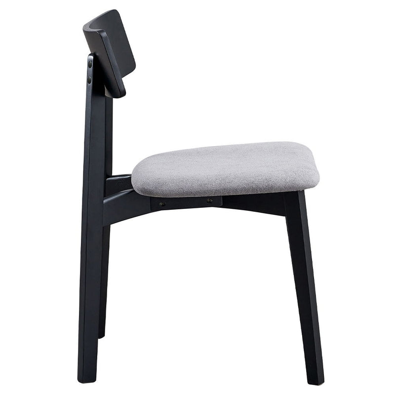 Real - Side Chair (Set of 2) - Gray Linen & Black Finish