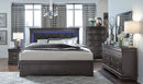 Pompei - 5 Piece King Bedroom Set With LED - Gray