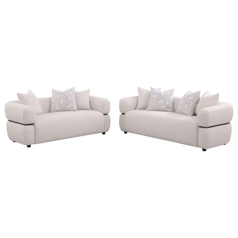 Jeanette - Fabric Upholstered Round Arm Sofa Set