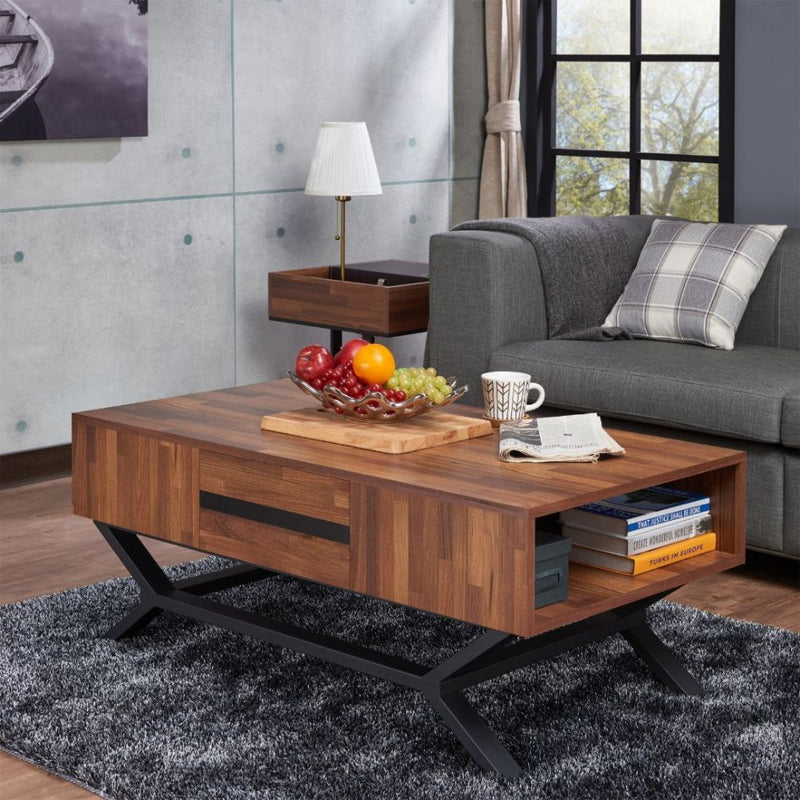 Karine - Coffee Table - Walnut & Sandy Black