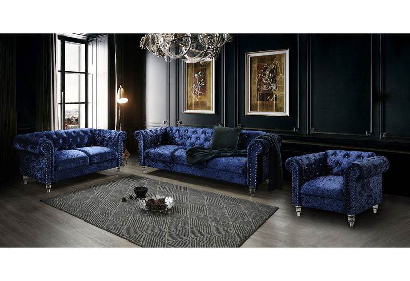 U9550 - Velvet Chair - Blue