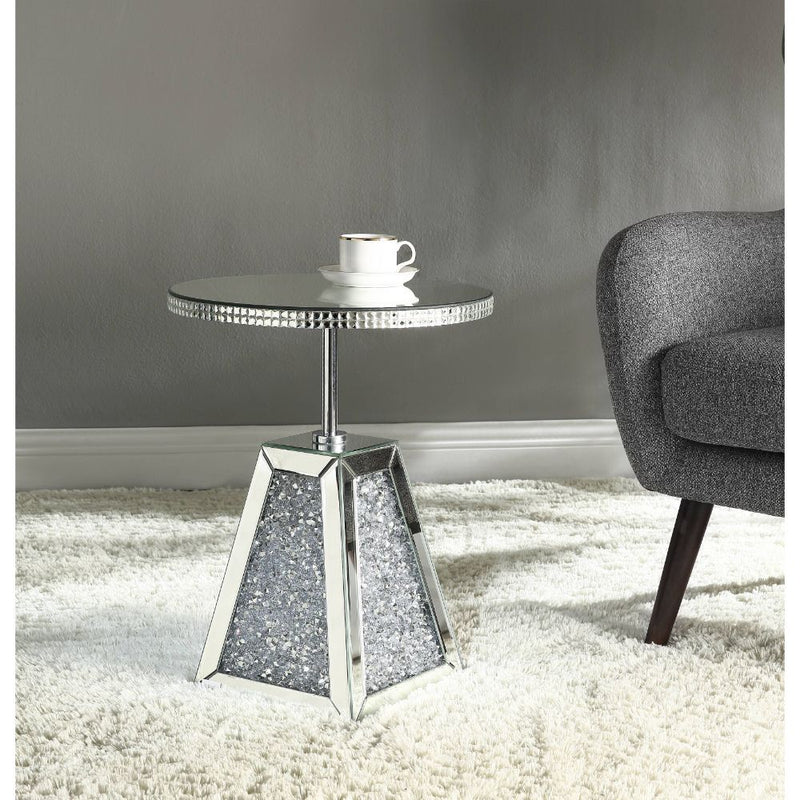 Noralie - 20" Accent Table - Mirrored & Faux Diamonds