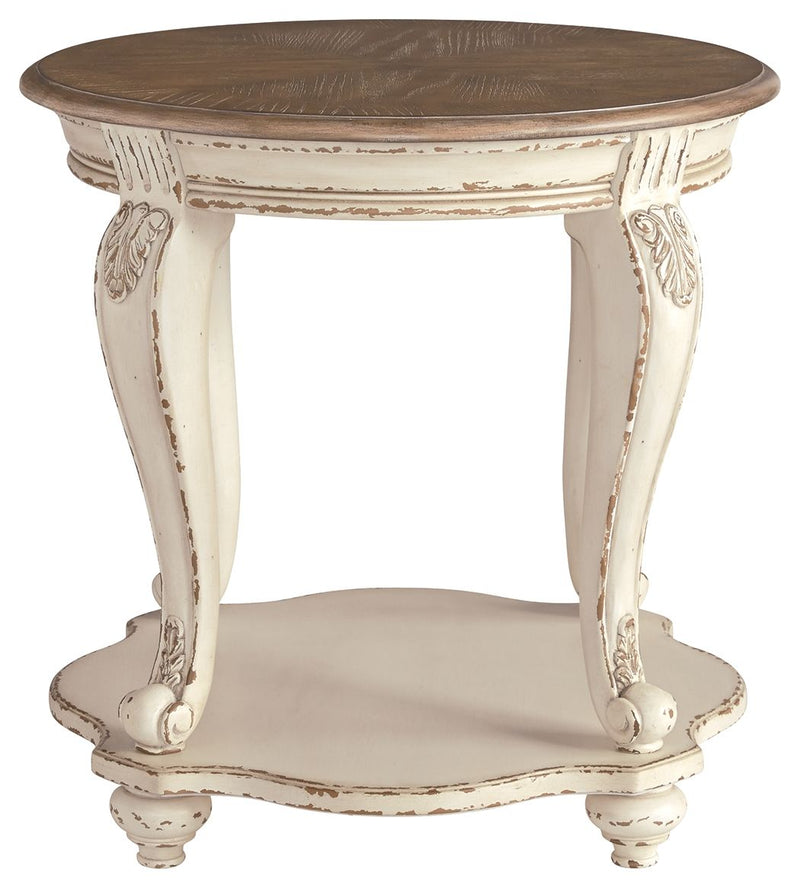 Realyn - White / Brown - Round End Table