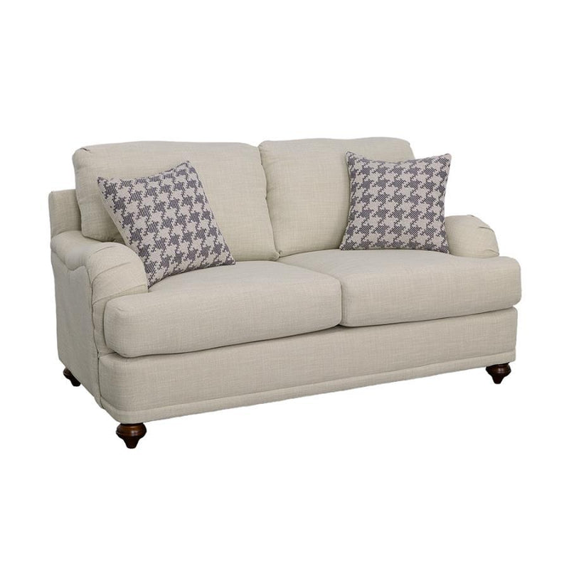 Glenn - Upholstered English Arm Loveseat - Light Gray And Blue