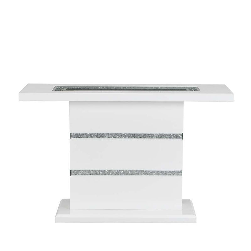 Elizaveta - Console Table - Faux Crystal Diamonds & White High Gloss Finish