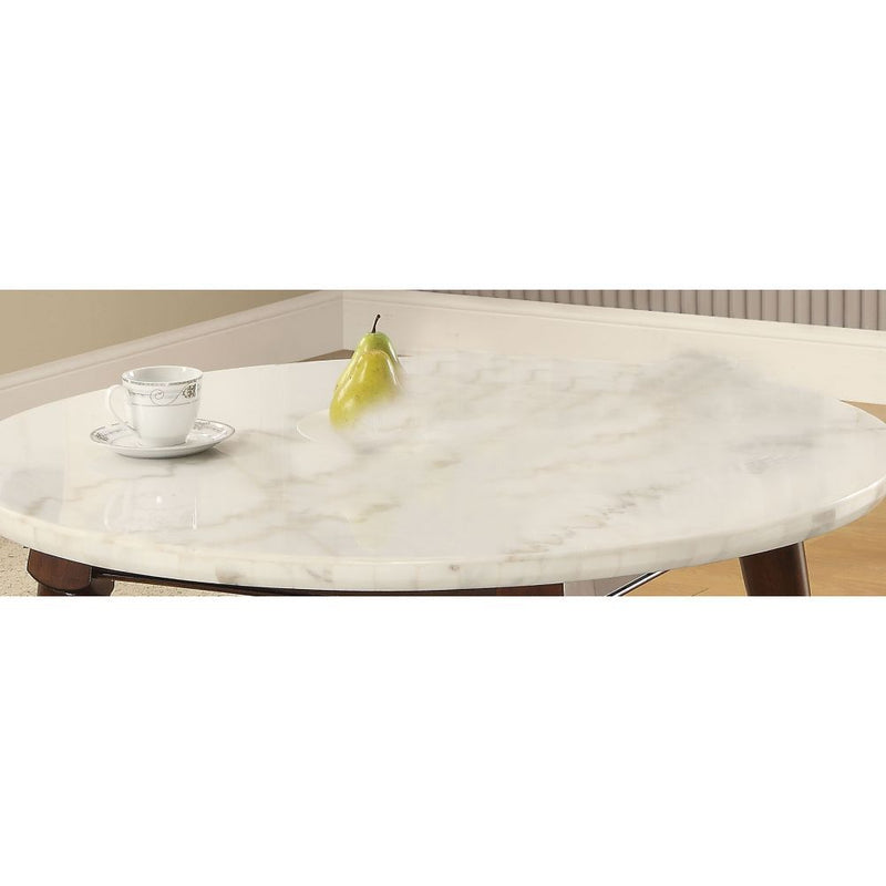 Gasha - Coffee Table - White Marble Top & Walnut