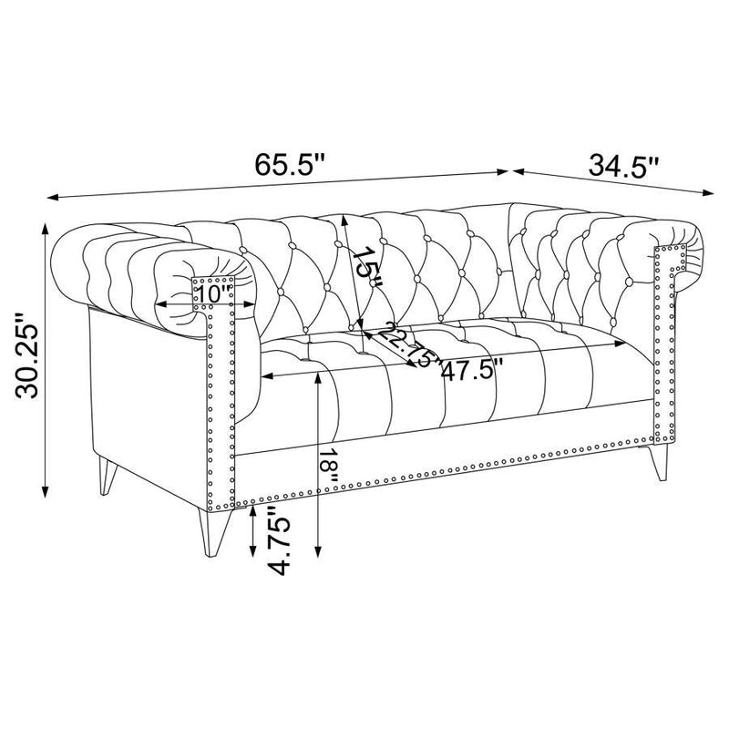 Bleker - Tufted Tuxedo Arm Loveseat - Blue