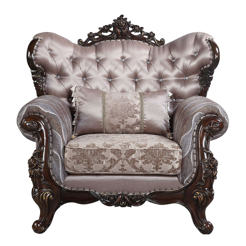 Benbek - Chair With Pillow - Fabric & Antique Oak